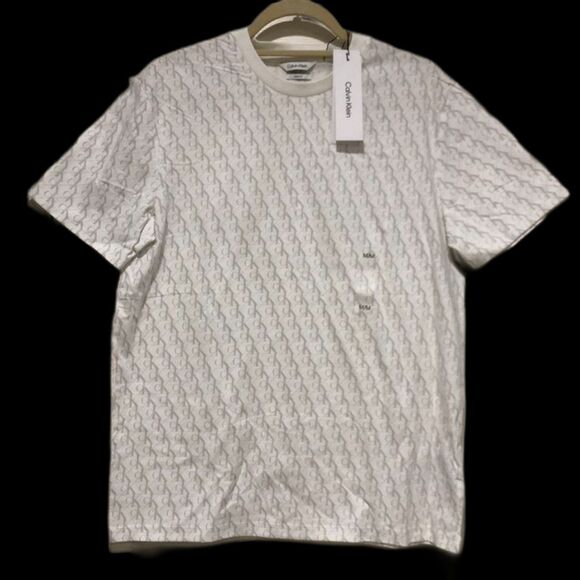NWT Calvin Klein White Short Sleeve Classic Fit Cotton CK Tee Shirt Size Medium - Picture 4 of 6